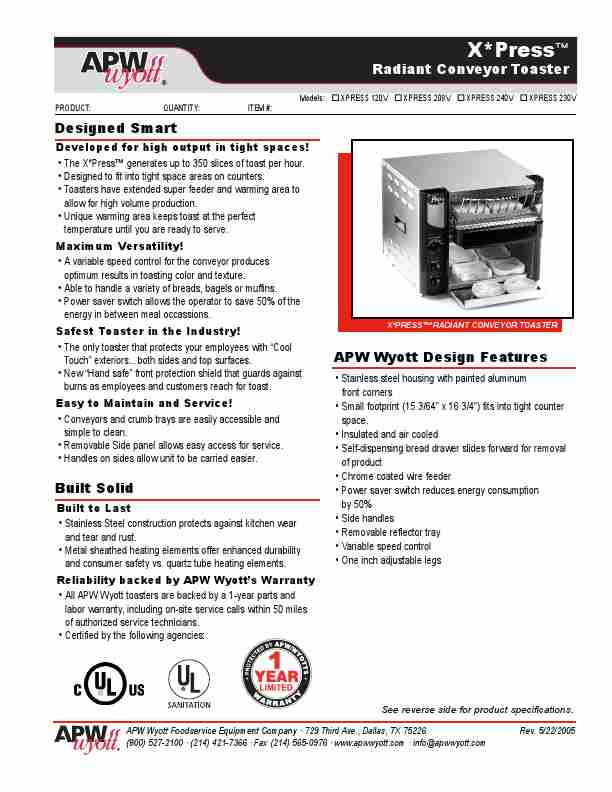 APW Wyott Toaster XPRESS 120V-page_pdf